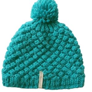 Obermeyer Pom Pom Metallic Knit Beanie Stocking Hat